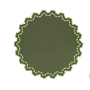 Elysian Dark Green Round Faux Leather Placemat