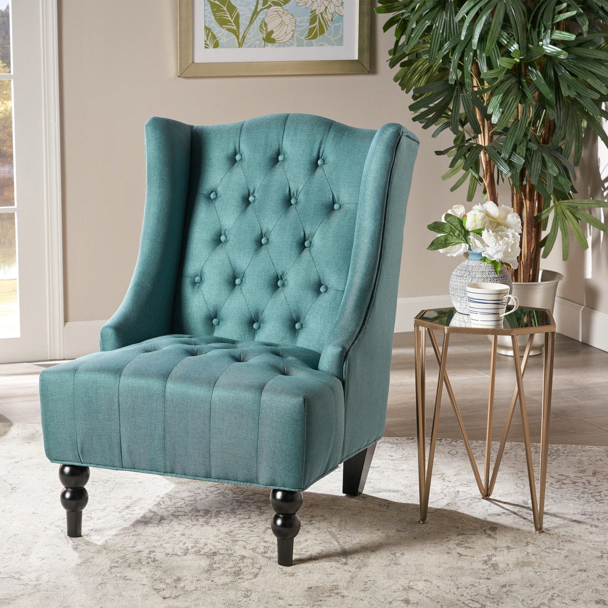 Dawned Upholstered Accent Chair with Button Tufting and Wing Back - Accent Chairs