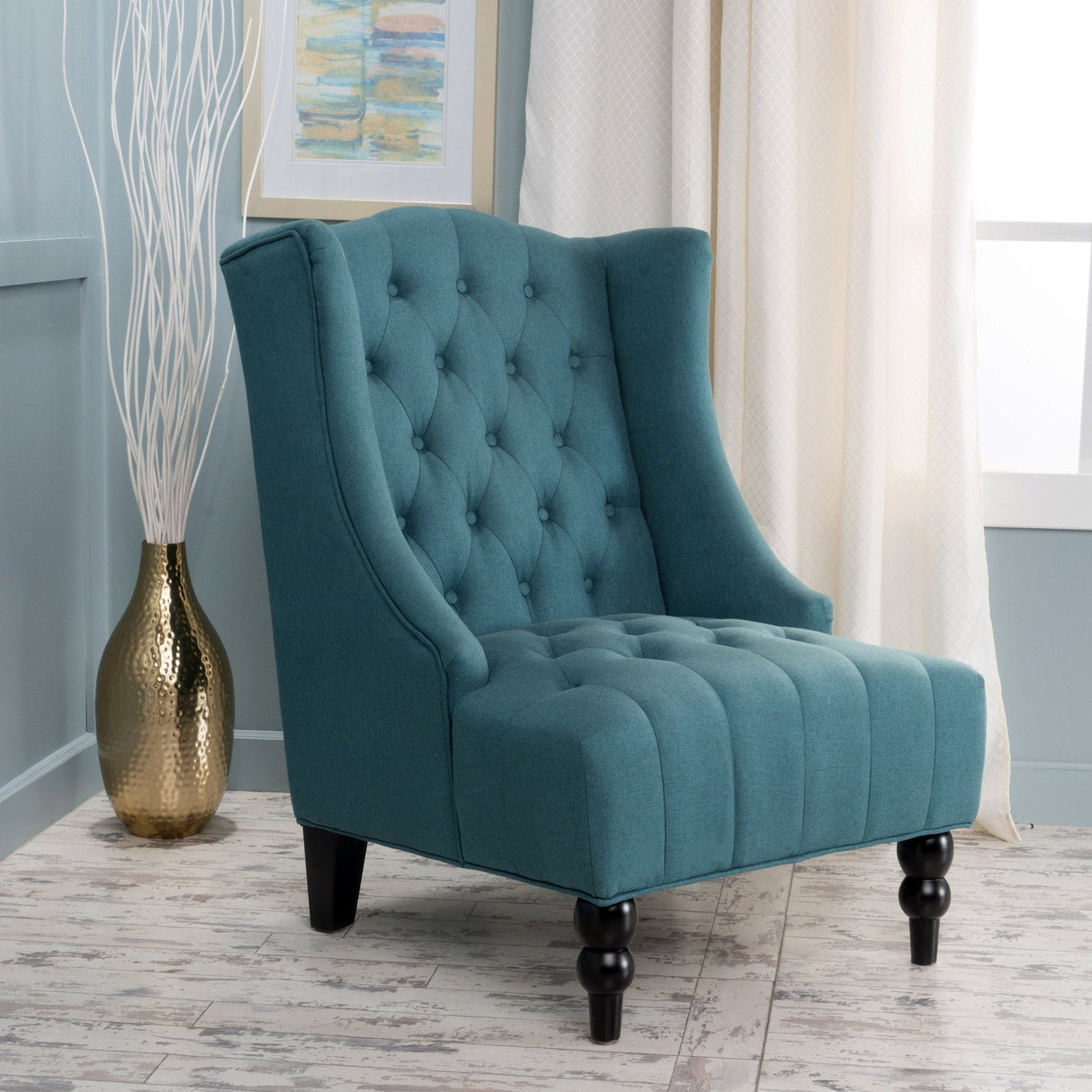 Dawned Upholstered Accent Chair with Button Tufting and Wing Back - Accent Chairs