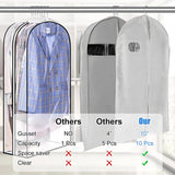 6 Pack Clear Garment Bags with Zipper Waterproof PEVA Suit Covers