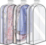 6 Pack Clear Garment Bags with Zipper Waterproof PEVA Suit Covers