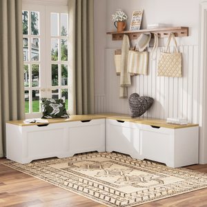 3-Piece L-Shaped Multi-Functional Storage Bench with Cushion