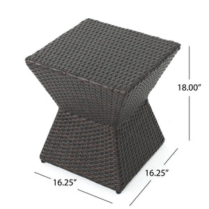 Calhoun 16 Outdoor Wicker End Table with Weather-Resistant Wicker - Brown