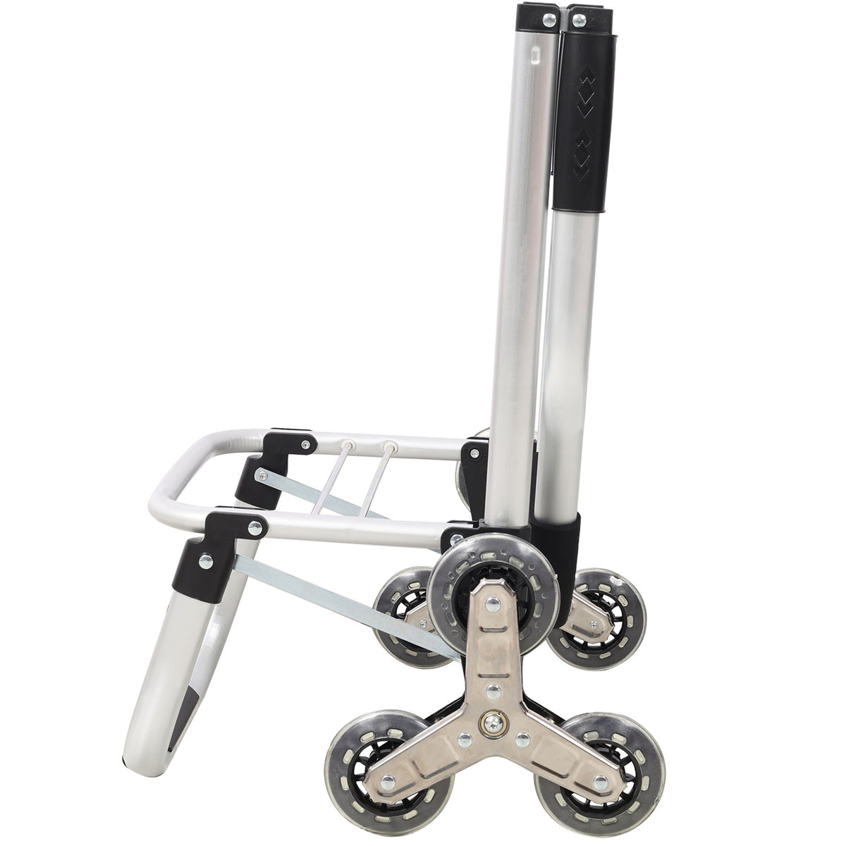 Foldable Shopping Stair Trolley With Triangular Wheels And Removable Waterproof Bag - Black