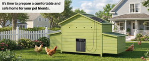 70" Automatic Chicken Coop with Solar-Powered Door - Green