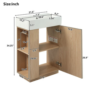 Bathroom Vanity With Sink, Freestanding Wood Grain Cabinet With Storage