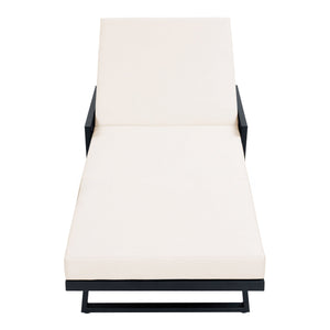 Black Iron Outdoor Chaise Lounge with Cream Cushion
