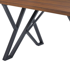 5 Piece Industrial Style Indoor Upholstered Dining Set With Metal Legs - Brown