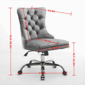 Office Chair Modern Velvet Upholstered Tufted Button (Purple)