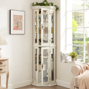 Elegant Lighted Corner Curio Cabinet