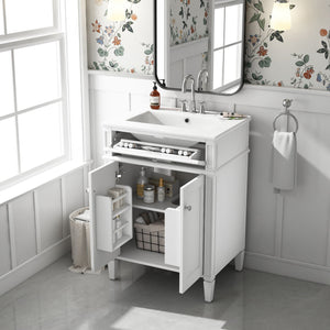 Bathroom Vanity With 2 Doors And Tip Out Drawer, Soft Closing Hinges