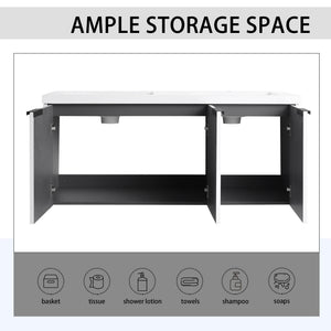 Contemporary Wall Mounted Bathroom Vanity With Resin Double Sink