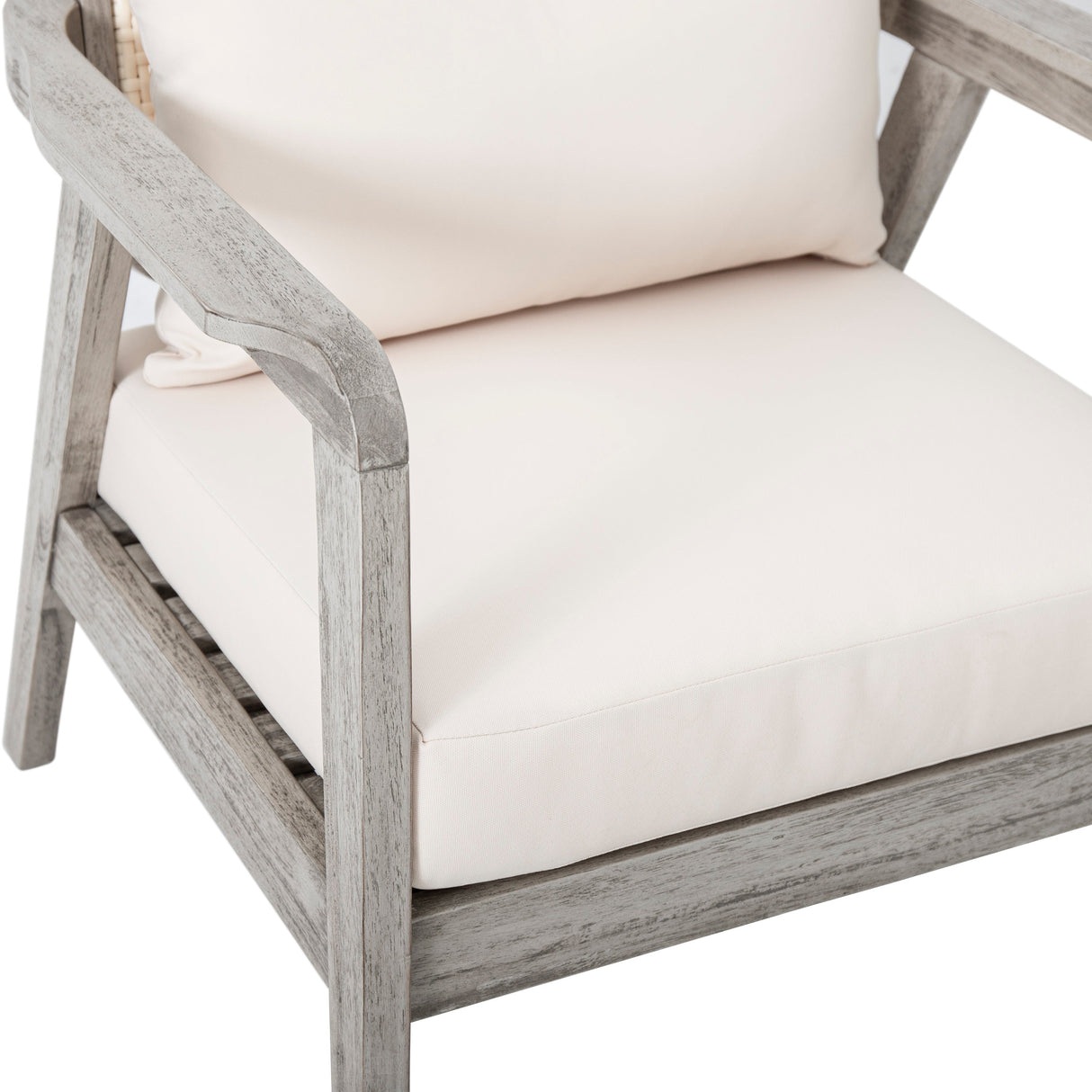 Set of 2 Outdoor Acacia Wood Patio Club Chairs with Cushions