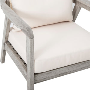 Set of 2 Outdoor Acacia Wood Patio Club Chairs with Cushions