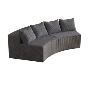 Curved Sectional Sofa With 4 Pillows, Modular Semi Circular Design