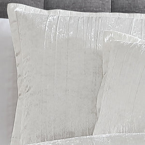 Turin 7 Piece White Crinkle Velvet Comforter Set with Plush Polyester Filling - White