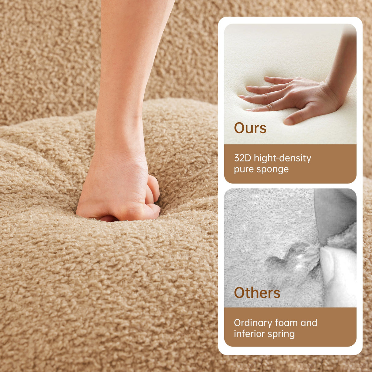 Soft Teddy Fabric Boneless Sofa