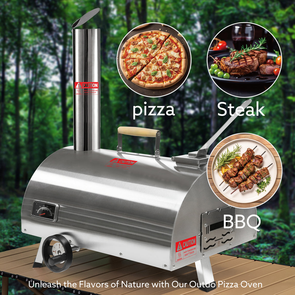 Outdoor Manual Rotating Pizza Oven – Portable Wood-Fired Oven