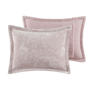 King/Cal King Crushed Velvet Sherpa Reversible Comforter Set