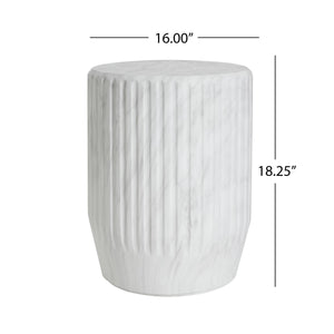 Outdoor Cicci Carved Side Table, White