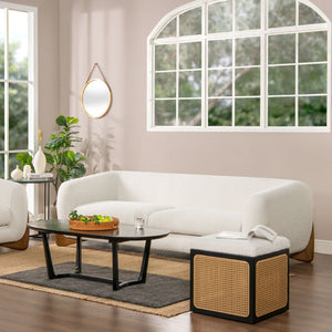 Alpine Luxurious Upholstery Sherpa Sofa with Removable Cushions - Available in White, Black, or Dark Green