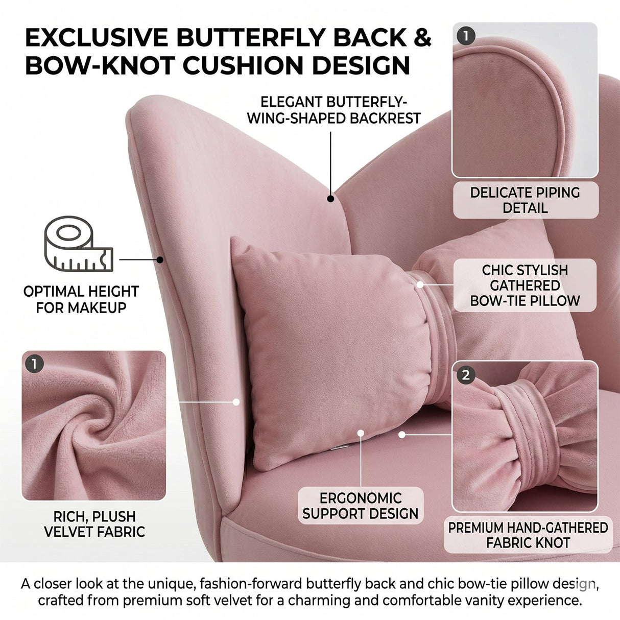 Vanity Chair with Butterfly Back