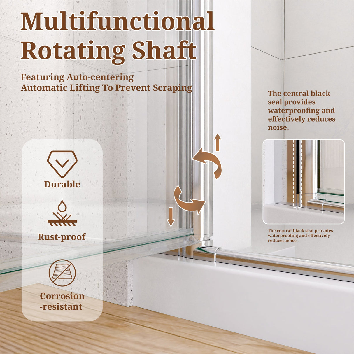 34" W x 72" H Semi-Frameless Circular Pivot Shower Door