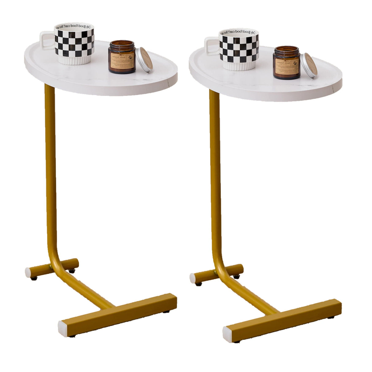 C-Shaped Side Table, Small Sofa Table for Couch and Bedroom