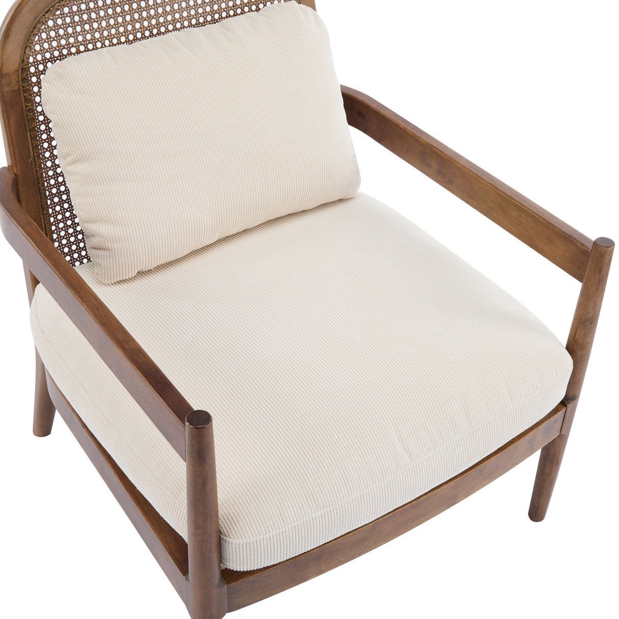 Elliston Rattan Backrest Solid Wood Accent Chair with Cushions Set of 2