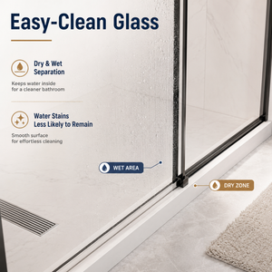 60" x 73" Frameless Sliding Shower Doors with Soft Close - Glass