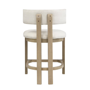 26" Counter Height Bar Stool, Upholstered Counter Stools (Set of 2) - Light Ash + Beige