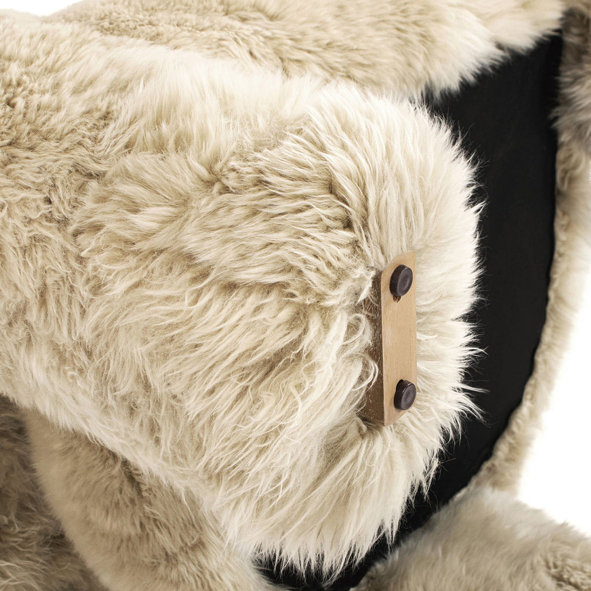 Genuine Sheepskin Fur Split Barrel Back Accent Chair with Sculptural Base - Natural Blonde