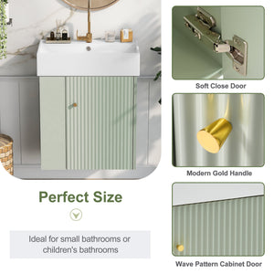 21.6 Inch Modern Floating Bathroom Vanity with Ceramic Basin