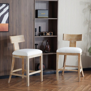 Upholstered Counter Height Bar Stools With Solid Rubber Wood Frame (Set of 2)