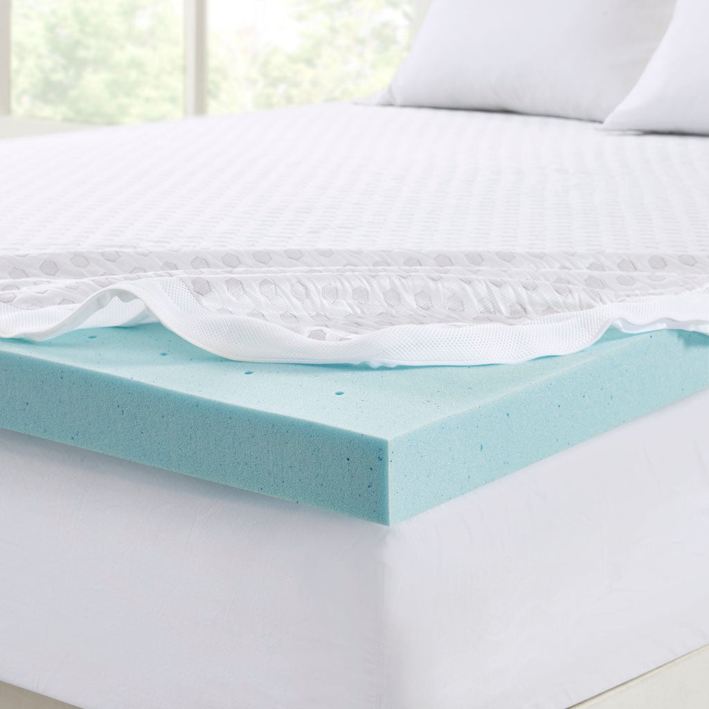 Hypoallergenic cooling gel memory foam mattress topper with removable cooling cover