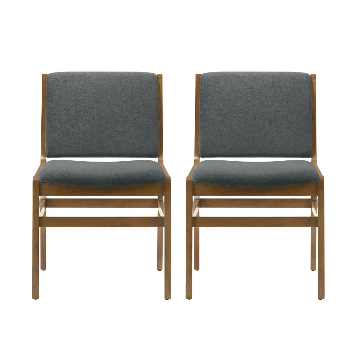 Contemporary Dining Chair Set Upholstered Fabric With Rubberwood Frame