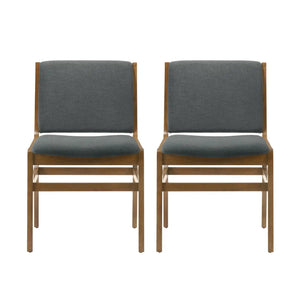 Contemporary Dining Chair Set Upholstered Fabric With Rubberwood Frame