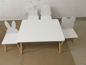 Big Kids Table and 4 Chairs Set, 5 Pieces Toddler Table and Chair Set