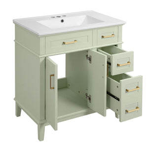 Modern Bathroom Vanity With Ceramic Sink, Soft Close Storage Cabinet