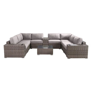 Modern Patio Rattan Sectional Set With Cushions