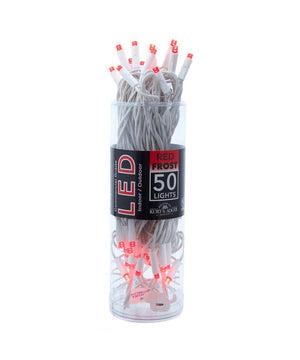 50-Light 5mm Red Frosted LED White Wire Light Set