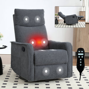 Heat Massage Manual Recliner Chair with Rocker & Swivel