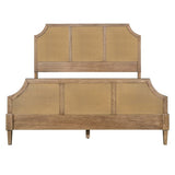 Queen Size Cane Platform Bed with Headboard and Footboard