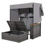 Bethany Two-Person Outdoor Rattan Daybed with Adjustable Canopy and Hidden Storage