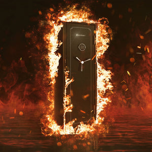 Tall Fireproof Protection Safe Vault with Solid Steel Construction - Black