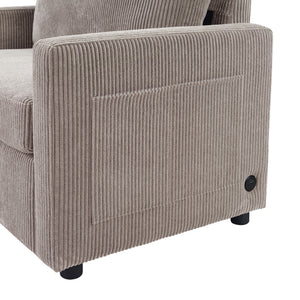 Sleeper Sofa With Foldable Mattress, USB Ports, Side Table & Storage Pocket
