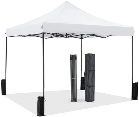 10 x 10ft pop up canopy tent easy setup outdoor shade instant portable sun shelter canopy tent for parties camping beach,white