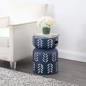 Kiri Modern Bohemian Arrow Pattern Drum Indoor/Outdoor Garden Stool
