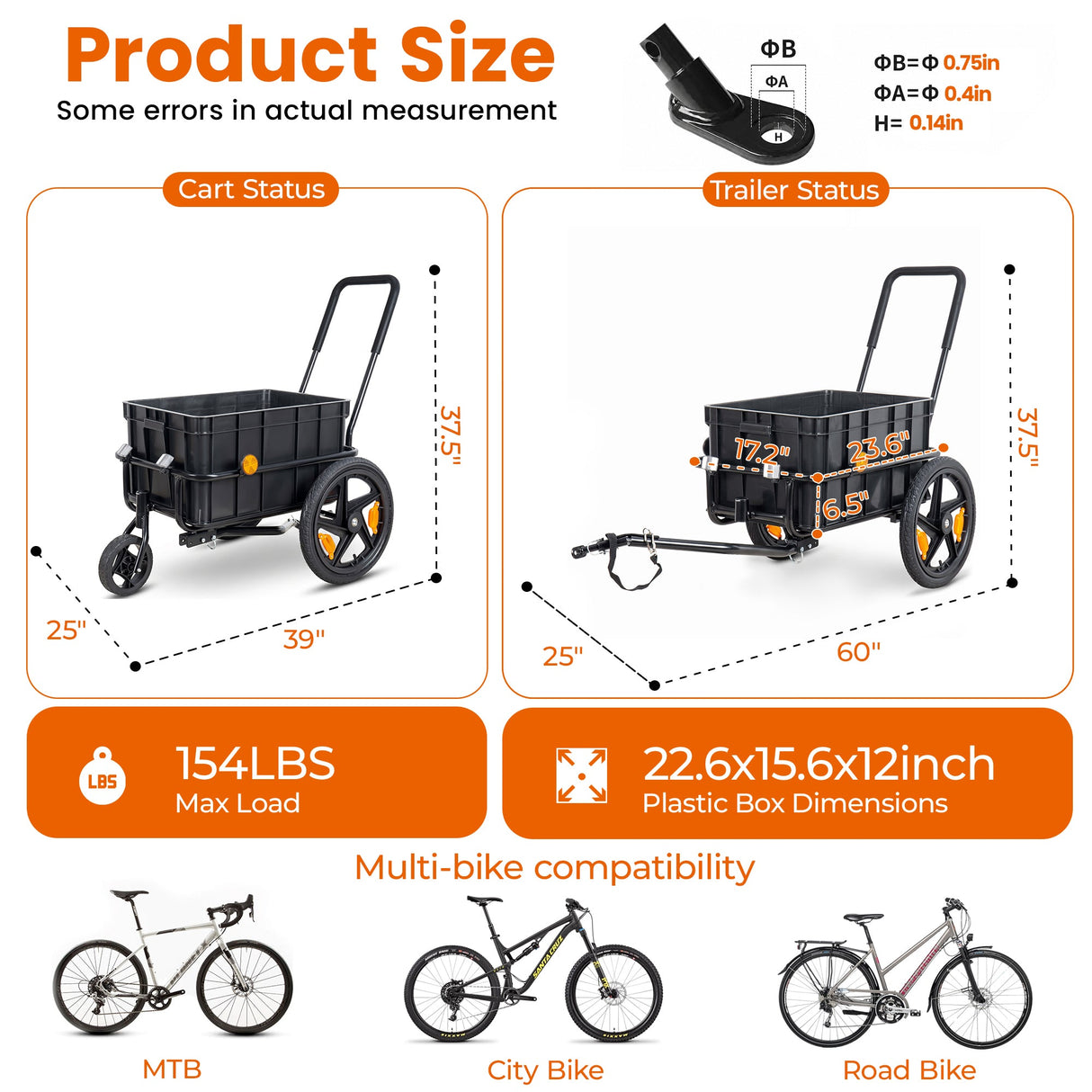 2-in-1 Bike Cargo Trailer Pushcart