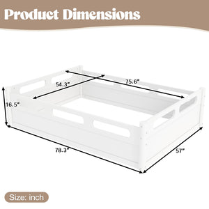 Full Size Floor Platform Bed with Full-length Guardrails